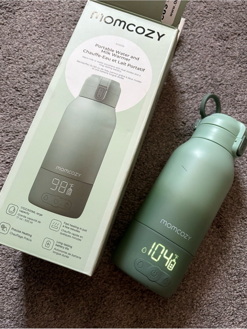 momcozy Portable Heated Bottle - Sage Green